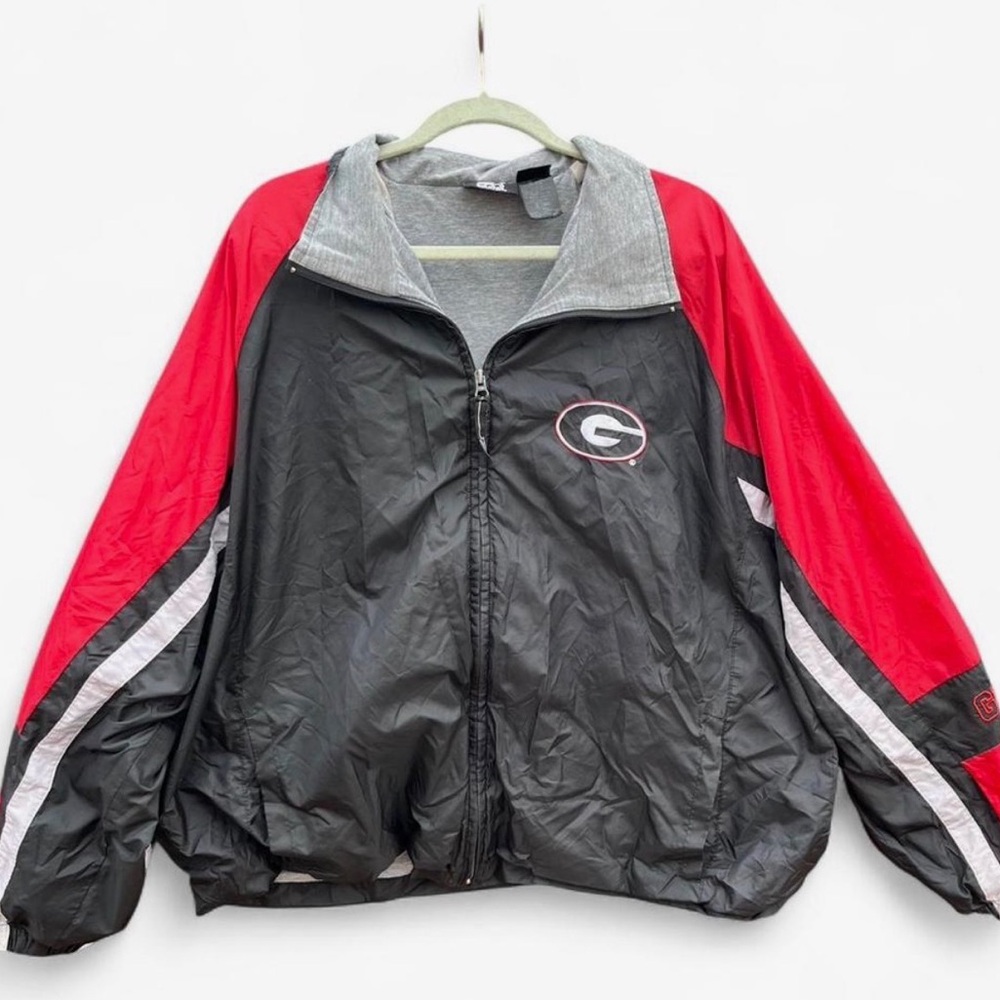 Vintage STARTER Georgia Bulldogs Red and Black Windbreaker Jacket
